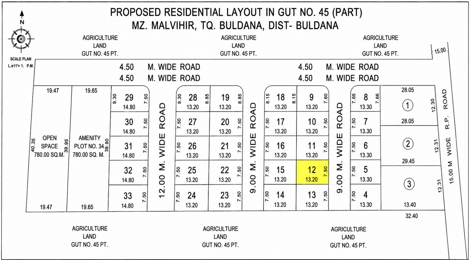 25x43 sq.ft. Plot no. 12