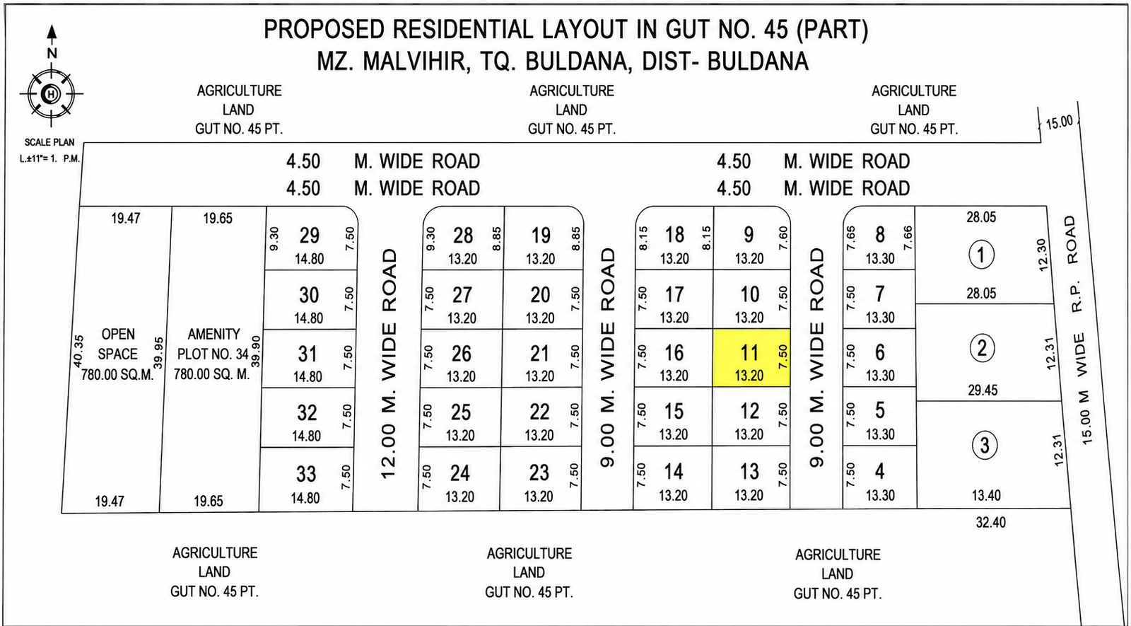 25x43 sq.ft. Plot no. 11